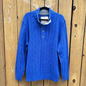 NWT Tommy Bahama Outer Banks Button Neck Wool Sweater Size Large Cobalt Blue